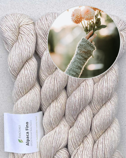 Menottes fleur de prairie | motif enchanté en Alpaca Fino de Pascuali 