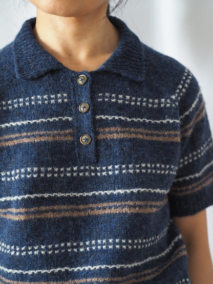 Morse Polo | fine strukturerede striber i Le Petit Lambswool fra Biches & Bûches