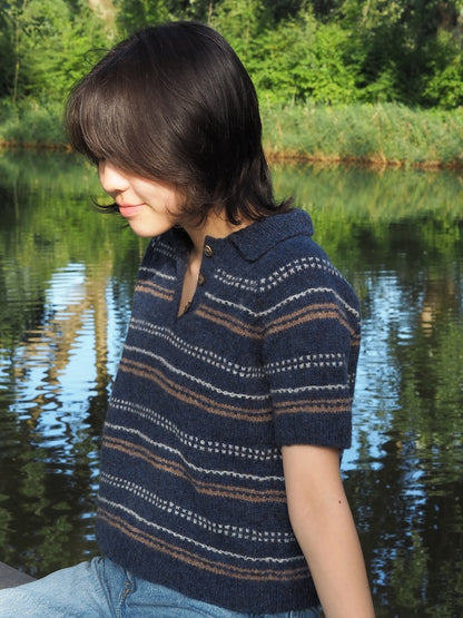 Morse Polo | fine strukturerede striber i Le Petit Lambswool fra Biches & Bûches