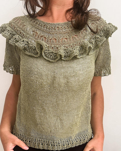 Linette Tee | zartes Shirt mit Rüschen aus Crealino von Lang Yarns