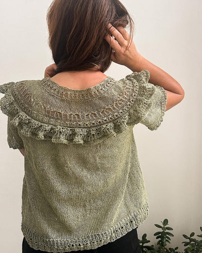 Linette Tee | zartes Shirt mit Rüschen aus Crealino von Lang Yarns