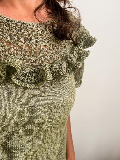 Linette Tee | zartes Shirt mit Rüschen aus Crealino von Lang Yarns