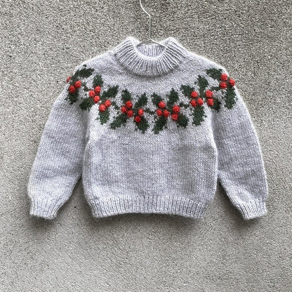 Holly Sweater Kids | charming Christmas sweater made of Merino and Soft Silk Mohair by Knitting for Olive