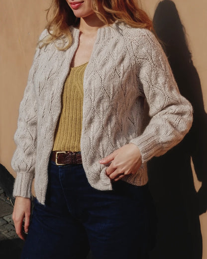 Gilet Olive | magnifique motif en mérinos et doux mohair de soie