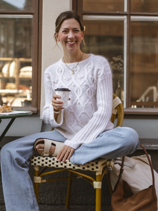 Slow Travel Sweater | delicate cable pattern from Helene and Edith by Novita