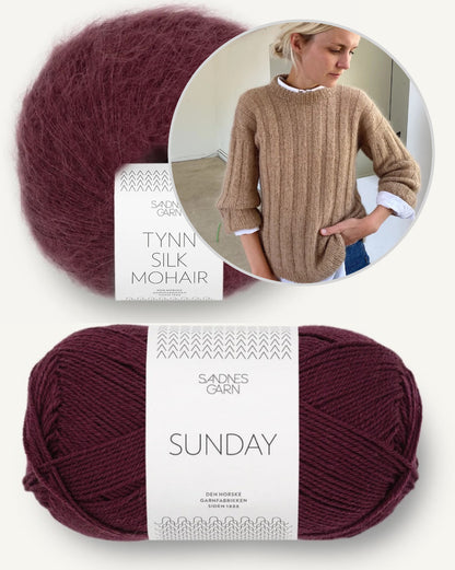 Pull à rayures verticales | long et doux, tricoté avec les fils Sunday et Tynn Silk Mohair de Sandnes Garn
