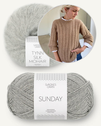 Pull à rayures verticales | long et doux, tricoté avec les fils Sunday et Tynn Silk Mohair de Sandnes Garn
