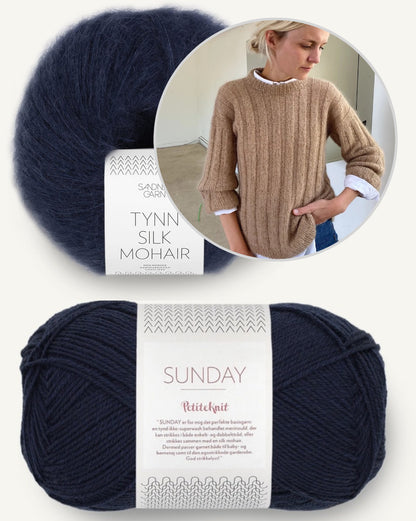 Pull à rayures verticales | long et doux, tricoté avec les fils Sunday et Tynn Silk Mohair de Sandnes Garn