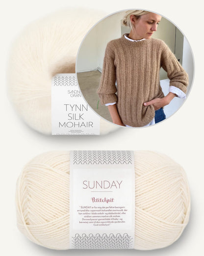 Pull à rayures verticales | long et doux, tricoté avec les fils Sunday et Tynn Silk Mohair de Sandnes Garn