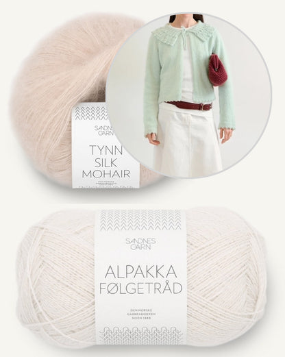 Chemisier Lilly | cardigan fin à col large en fil d'alpaga Folgetrad et Tynn Silk Mohair de Sandnes Garn