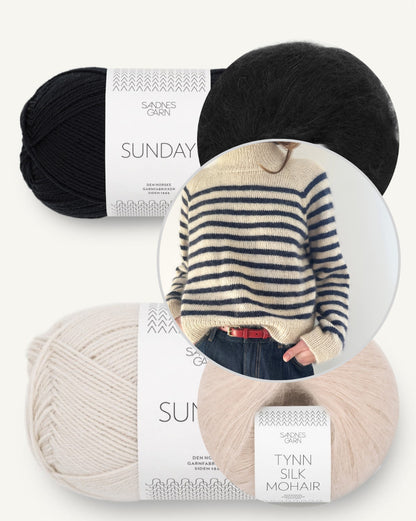Malo Sweater | maritime Streifen aus Sunday und Tynn Silk Mohair von Sandnes Garn