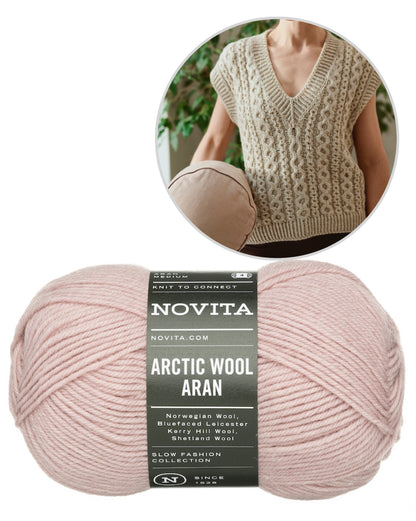 Mantra Vest | warm cable pattern made from Arctic Wool by Novita