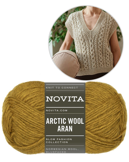 Mantra Vest | warm cable pattern made from Arctic Wool by Novita