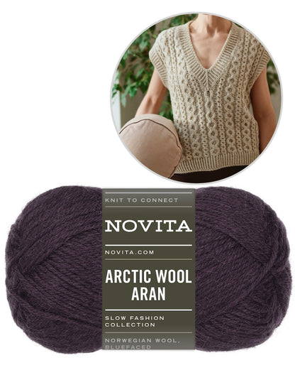 Mantra Vest | warm cable pattern made from Arctic Wool by Novita