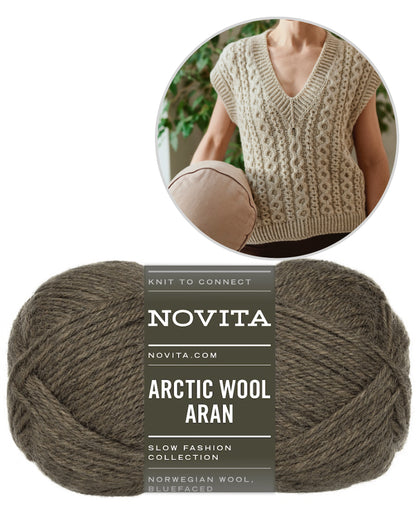 Mantra Vest | warm cable pattern made from Arctic Wool by Novita