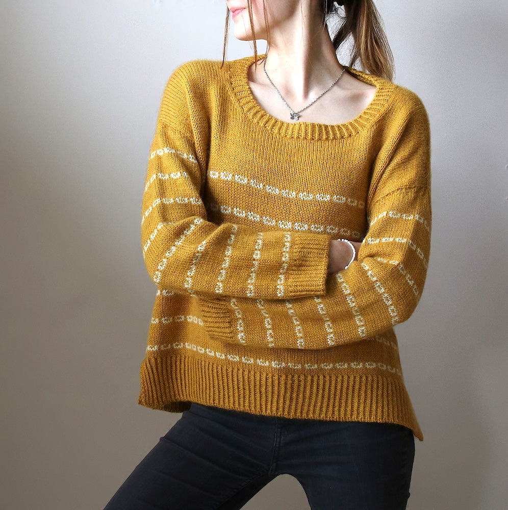 Pull doux et collant | rayures décontractées avec Sayama et Mohair Bliss de Pascuali