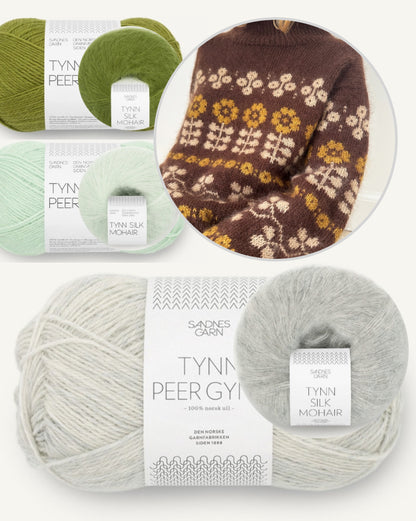 Mona džemperis | 70. gadu pastkarte no „Tynn Peer Gynt“ un „Tynn Silk Mohair“ dzijām, ko ražo „Sandnes Garn“