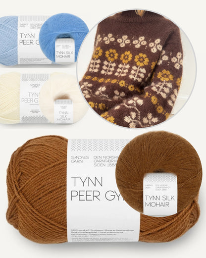 Mona džemperis | 70. gadu pastkarte no „Tynn Peer Gynt“ un „Tynn Silk Mohair“ dzijām, ko ražo „Sandnes Garn“