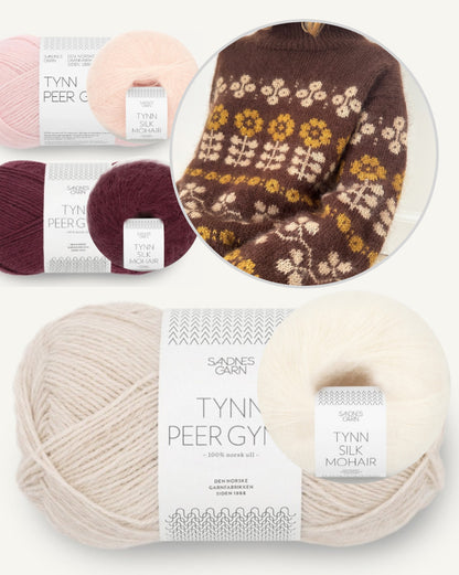 Mona džemperis | 70. gadu pastkarte no „Tynn Peer Gynt“ un „Tynn Silk Mohair“ dzijām, ko ražo „Sandnes Garn“