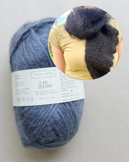Aamusumut huivi | pehmeä ihanuus Le Gros Silk & Mohair -langasta, Biches & Bûchesilta