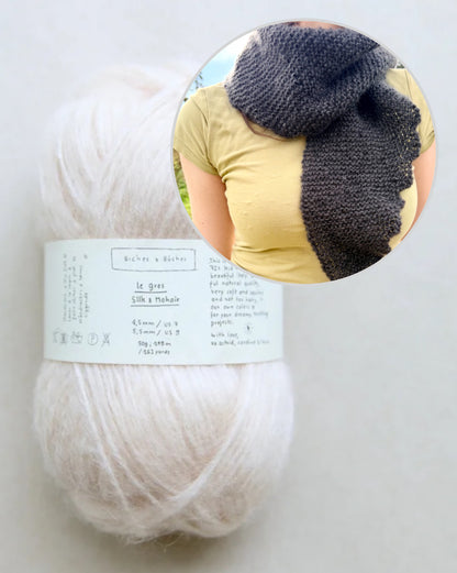 Aamusumut huivi | pehmeä ihanuus Le Gros Silk & Mohair -langasta, Biches & Bûchesilta