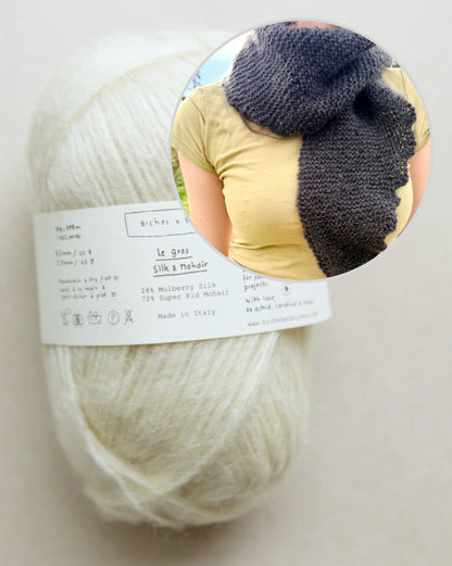Aamusumut huivi | pehmeä ihanuus Le Gros Silk & Mohair -langasta, Biches & Bûchesilta