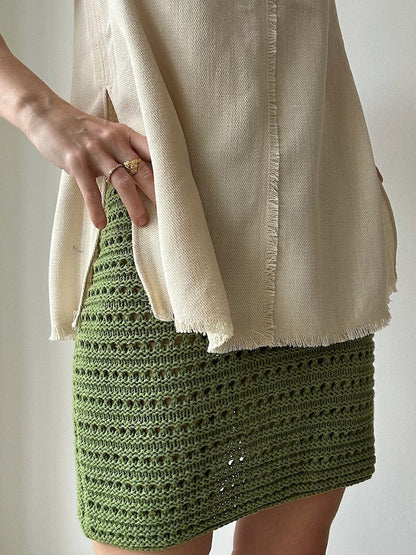 Jupe n° 2 | motif structuré aéré en Pure Silk et mérinos de Knitting for Olive