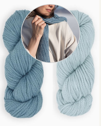 Wendover Scarf | delicate stripes in Far by Woolfolk