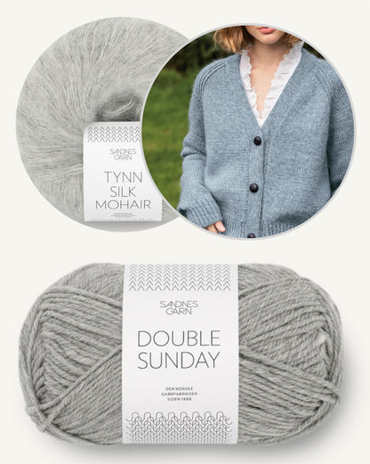 Gilet Noomi Double Sunday | Cardigan classique en Double Sunday et Tynn Silk Mohair de Sandnes Garn