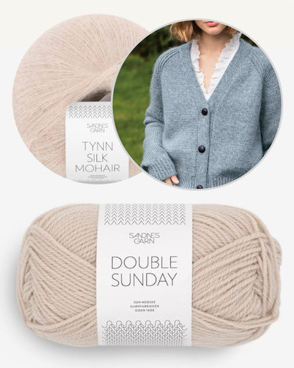 Gilet Noomi Double Sunday | Cardigan classique en Double Sunday et Tynn Silk Mohair de Sandnes Garn