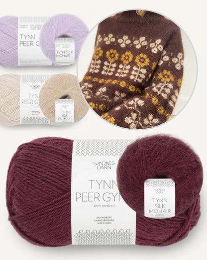 Mona džemperis | 70. gadu pastkarte no „Tynn Peer Gynt“ un „Tynn Silk Mohair“ dzijām, ko ražo „Sandnes Garn“