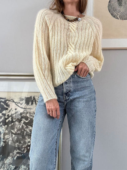 Twist Light Loop Sweater | zarte Zöpfe aus Soft Silk Mohair von Knitting for Olive