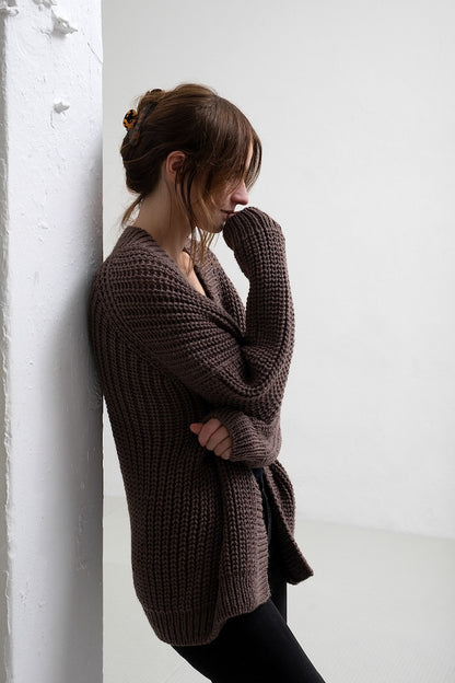 Clara Cardigan | casual half-rib jacket from Re:Treat Chunky Roving by West Yorkshire Spinners