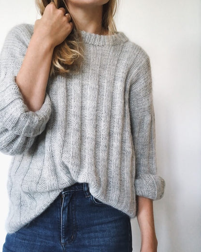 Pull à rayures verticales | long et doux, tricoté avec les fils Sunday et Tynn Silk Mohair de Sandnes Garn