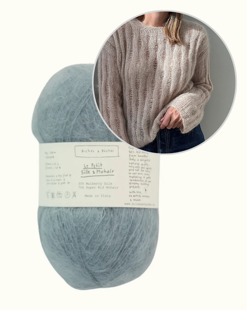 Ripple Loop džemperis | smalka mohēras blūze no “Le Petit Silk & Mohair” dzijas, ko ražo Biches & Bûches