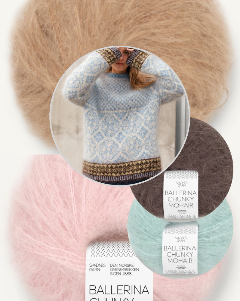 Rose | pūkains norvēģu stila džemperis no Ballerina Chunky Mohair dzijas, Sandnes Garn