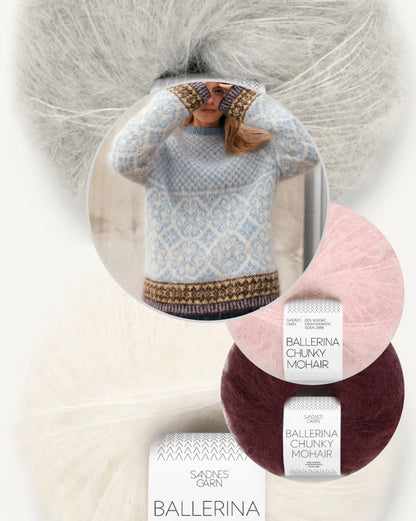 Rose | pūkains norvēģu stila džemperis no Ballerina Chunky Mohair dzijas, Sandnes Garn
