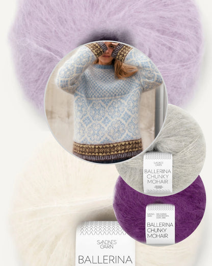 Rose | pūkains norvēģu stila džemperis no Ballerina Chunky Mohair dzijas, Sandnes Garn