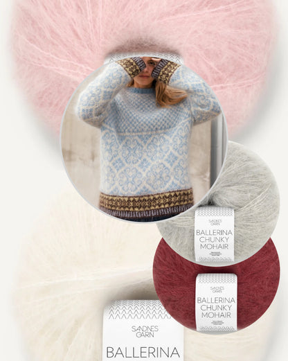 Rose | pūkains norvēģu stila džemperis no Ballerina Chunky Mohair dzijas, Sandnes Garn