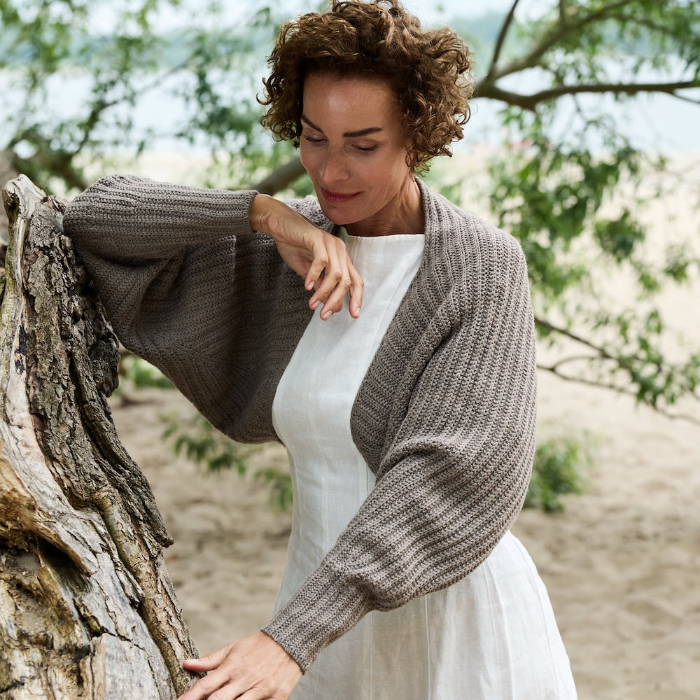 Open Horizon Bolero | super versatile to wear made from Cheeky Merino Joy by Rosy Green Wool