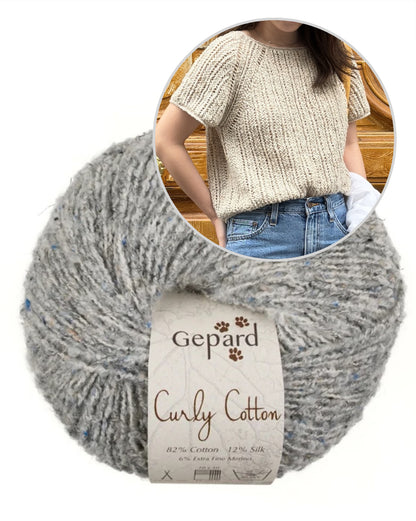 Top Sablé | fines rayures bouclées en Curly Cotton de Gepard Garn