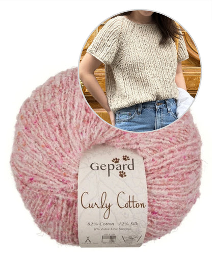 Top Sablé | fines rayures bouclées en Curly Cotton de Gepard Garn