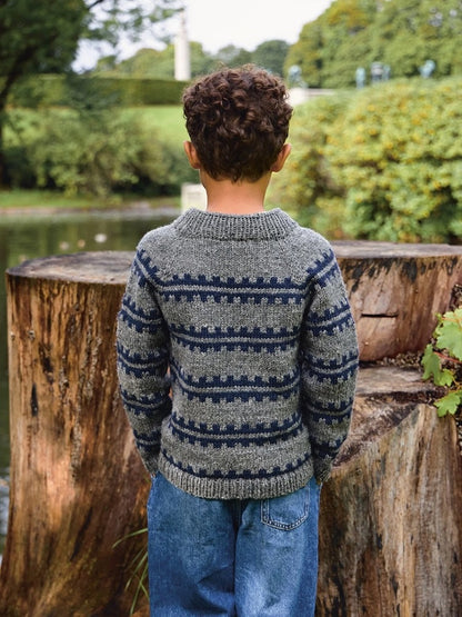 Ridge Sweater Junior | avec rayures scandinaves en point de toile d'après un modèle Sandnes Garn