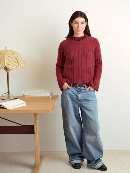 Elva Sweater | pull côtelé fin en Sunday et Tynn Silk Mohair de Sandnes Garn