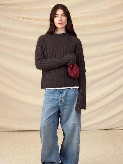Elva Sweater | pull côtelé fin en Sunday et Tynn Silk Mohair de Sandnes Garn