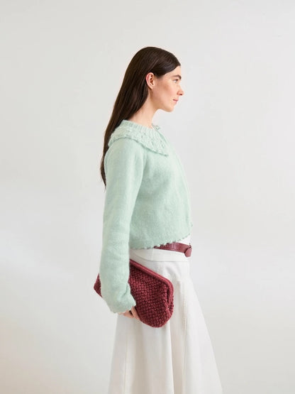 Chemisier Lilly | cardigan fin à col large en fil d'alpaga Folgetrad et Tynn Silk Mohair de Sandnes Garn