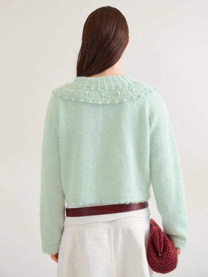 Chemisier Lilly | cardigan fin à col large en fil d'alpaga Folgetrad et Tynn Silk Mohair de Sandnes Garn