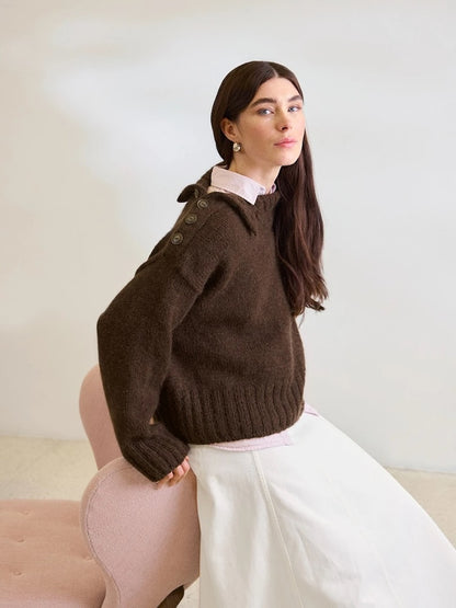 Mina Sweater - Peer Gynt | lässig mit großem Kragen aus Peer Gynt und Tynn Silk Mohair von Sandnes Garn