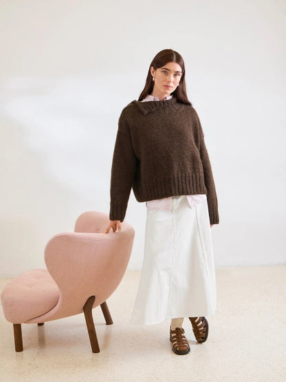 Mina Sweater - Peer Gynt | lässig mit großem Kragen aus Peer Gynt und Tynn Silk Mohair von Sandnes Garn
