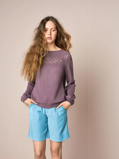 Sweter Peon | delikatny wzór ażurowy z Tynn Line od Sandnes Garn